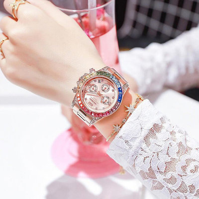 MEIBIN美賓品牌網紅ins風彩虹圈時裝手錶運動風女士腕錶M1481 b8