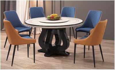 現代簡約 餐廳 家用餐桌 歐式餐桌椅 大理石餐桌 銀河4.5尺石面圓桌（6）屏東市 廣新家具行