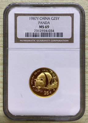 1987年熊貓金幣14盎司熊貓金幣Y版金幣NGC69 老標32926【懂胖收藏】