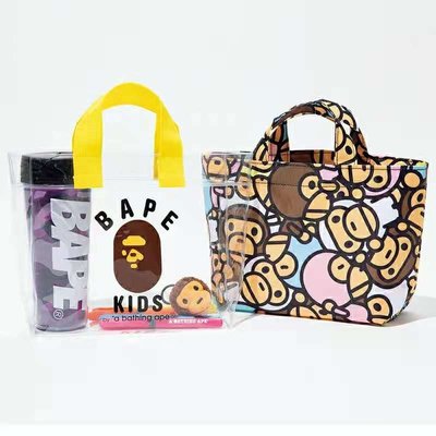 【熱賣精選】日本卡通可愛猿人頭野餐收納包便當袋大容量手提拎包透明PVC防水