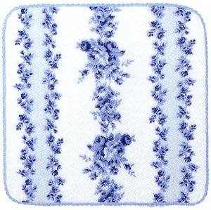 PF-532 方巾 手帕 仕女手巾 藍玫瑰印花