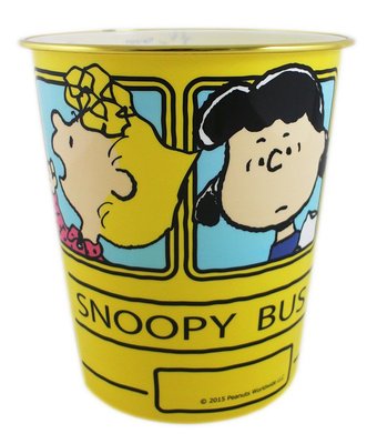 【卡漫迷】 Snoopy 垃圾桶 公車 23cm ㊣版 日版 辦公室 垃圾筒 塑膠桶 史努比 史奴比 糊塗塔克 家飾