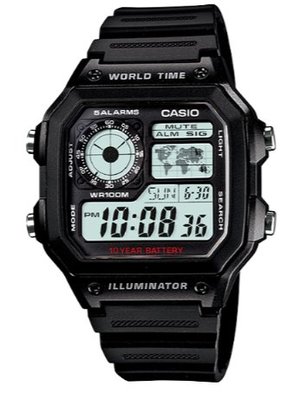 【萬錶行】CASIO 十年電力世界時間錶款 AE-1200WH-1A