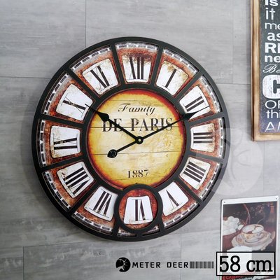 法式 paris 巴黎 風格 大型 時鐘 LOFT 復古流行 工業風 歐式 立體 木質 靜音 掛鐘 品味 時鐘-38度C