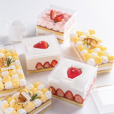 盒子蛋糕盒提拉米蘇盒子慕斯千層甜品一次性烘焙塑料透明方形包裝~特價