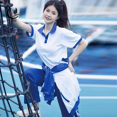 【制服】【學生】【日系】校服套裝 寫真攝影 國中生 運動紅藍白 畢業班服 學院風 夏季常服