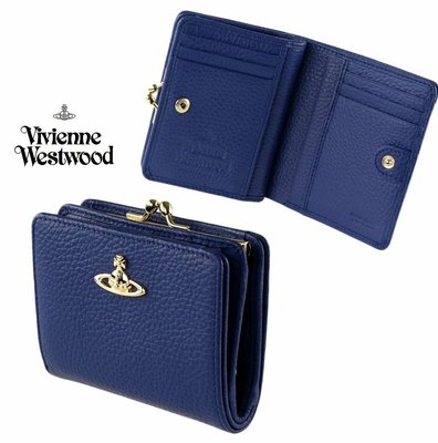 Vivienne Westwood ( 海軍寶藍色 ) 真皮兩摺短夾 皮夾 錢包｜100%全新正品｜特價!