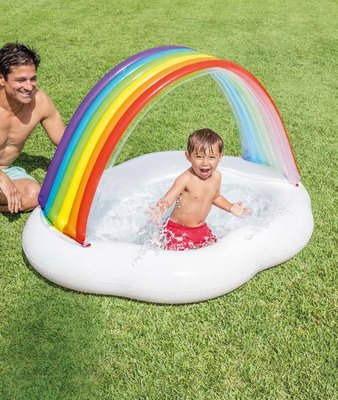美國INTEX57141 彩虹嬰兒水池 充氣嬰幼兒童寶寶游泳池家用