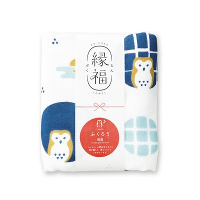 [偶拾小巷] 日本製 緣福 純棉多用途毛巾 手拭巾 - 貓頭鷹