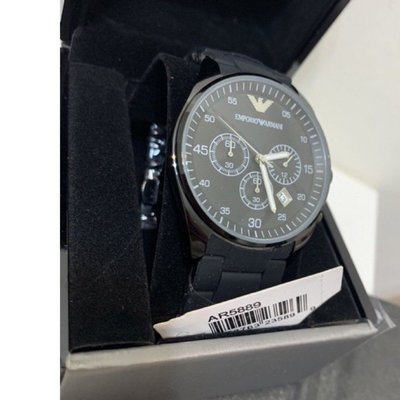 🔥賠本出清🔥Armani ar5889 ARMANI 亞曼尼手錶AR5889 時尚型男三眼計時矽膠覆鋼錶帶腕錶