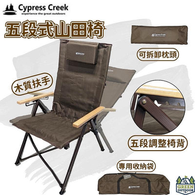 賽普勒斯 五段式山田椅 Cypress Creek 【綠色工場】高背椅 摺疊椅 露營椅 可調整椅背 CC-FC220