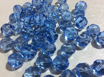 玻璃珠 水晶玻璃  淡藍 咖啡色 果凍淺藍 球形 圓潤切面 手鍊項鍊 飾品 材料 直徑約9.5mm $2/顆