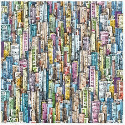 Bgraamiens Puzzle-Skyscraper Sea-1000 片素描彩色建築拼圖