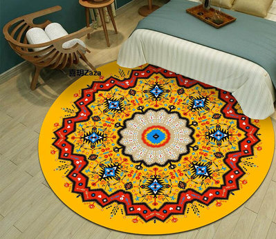 新品民族風波西米亞曼陀羅瑜伽圓形地毯北歐陽臺茶幾吊籃椅子床邊地墊
