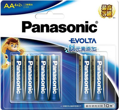 [電池便利店]Panasonic 國際牌 EVOLTA 3號 AA 鈦元素 鹼性電池 1.5V 4+2 6入裝