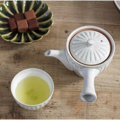 日本製六魯茶壺 Rokuro 陶器 菊花造型 泡茶組 茶壺 茶具 茶杯 高山茶 貴婦茶具
