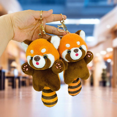 批發 批發 現貨可愛卡通小熊貓掛件水獺毛絨玩偶玩具小公仔動物園鑰匙扣鏈背包包