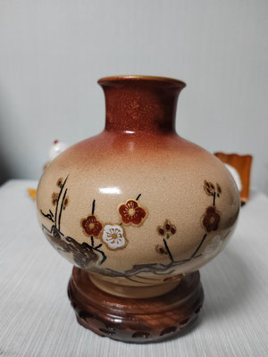 【店主收藏】日本回流 薩摩燒紀秀窯花瓶  特價-23539