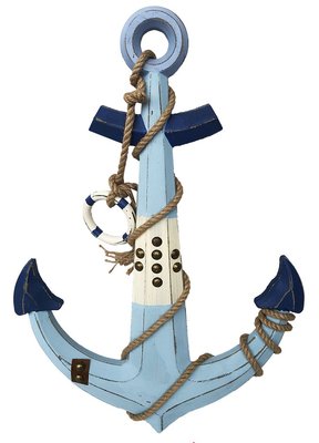 ~*尚盈家飾*~木質船錨(藍) 壁掛飾 帆船 海洋 地中海風格 擺飾 裝飾 居家店面布置 收藏