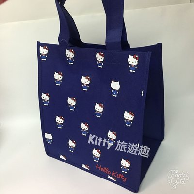 [Kitty 旅遊趣] Hello Kitty 不織布環保袋 購物袋 凱蒂貓 藍色