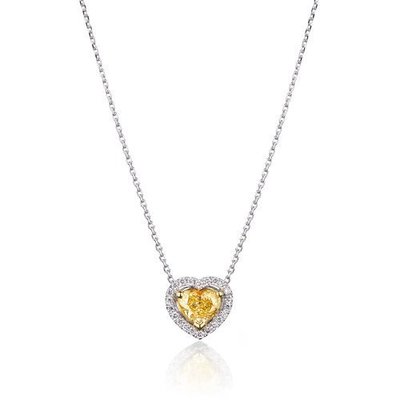 【50分心形黃彩鑽項鍊 】GIA 花式鑽石項鍊 心形黃彩鑽石項鍊【A&J】