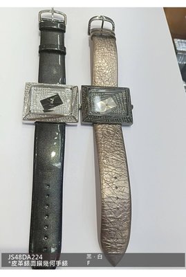 大小姐衣櫃～正韓空運 韓國TT Tictok幾何圖形鑽面皮革時尚造型錶