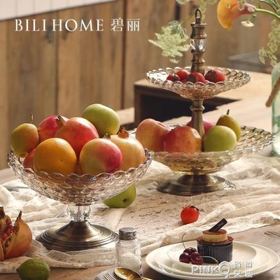 熱賣中 水果盤客廳創意家用歐式茶幾大號雙層糖果盤大果盤多層玻璃水果盤