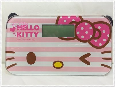 小花花日本精品♥ Hello Kitty  電子體重計  體重機 體重秤  粉色條紋大臉21105500