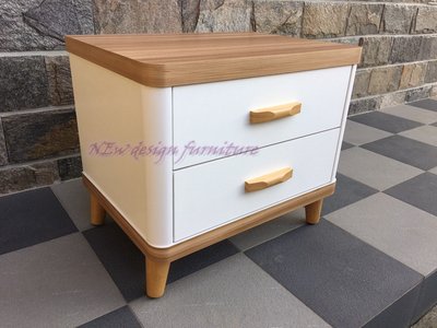 【N D Furniture】台南在地家具-北歐簡約設計原木色/烤白雙色55cm床頭櫃/置物櫃/床邊櫃TL