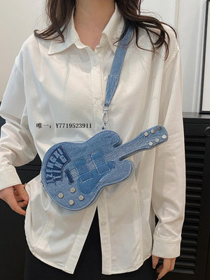 吉他包y2k辣妹獨特小眾設計感斜挎包吉他形狀牛仔包包女復古單肩包吉他箱