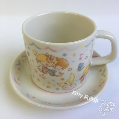 [Kitty 旅遊趣] Kikilala 日本製 咖啡杯盤組 雙子星 下午茶杯盤組 收藏 茶杯 咖啡杯附盤子