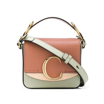 [全新真品代購] Chloe 皮革拼接 mini C 手提包 / 側背包