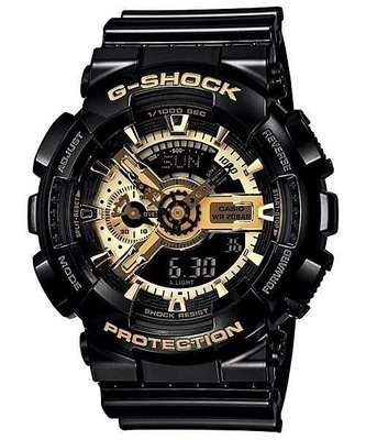 [永達利鐘錶] G-SHOCK 全亮黑X金 雙顯 運動錶 GA-110GB-1ADR 原廠公司貨 保固一年