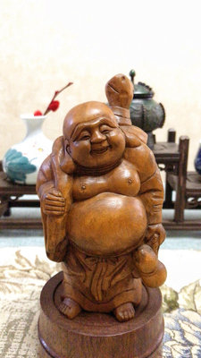x⭕️日本回流精品木雕：彌勒佛布袋和尚·老黃楊木整雕，雕工精細