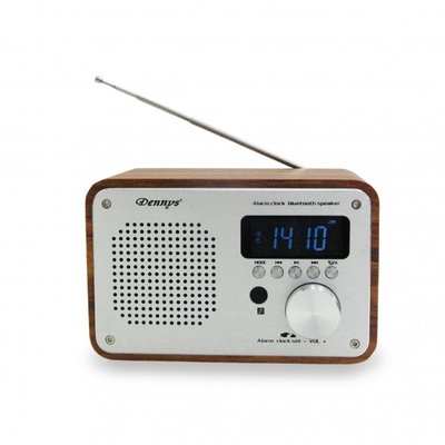 【Dennys】WS-M20木紋色 MP3/SD/FM木質 音樂鬧鐘 藍芽、AUX、USB 喇叭