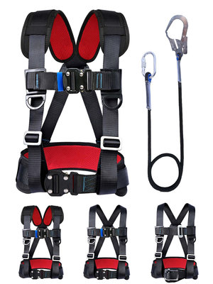 登山安全 安全帶高空作業國標三點式安全繩掛鉤套裝雙背戶外防墜落保險帶繩