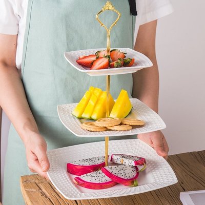 水果盤客廳創意三層蛋糕架子干果盤下午茶點心架雙層點心盤甜品臺-雙喜生活館