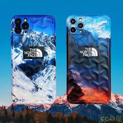 iPhone12手機殼 潮殼 THE NORTH FACE 北面 雪山 火山 潮品 3D立體紋 iPhone11手機殼-MIKI精品