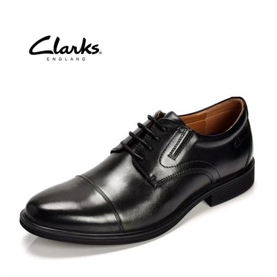 clarks其樂男鞋新款德比鞋牛皮軟底舒適商務正裝皮鞋Whiddon Cap