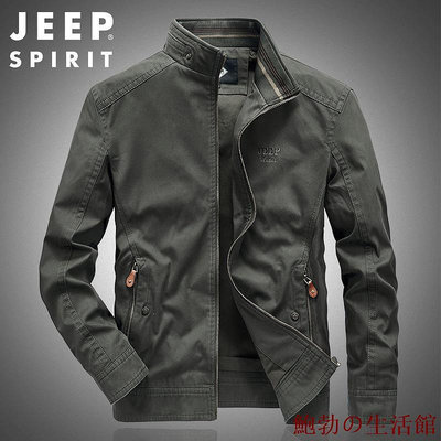 鮑勃の生活館JEEP SPIRIT秋季新款簡約時尚立領夾克 衫加肥大尺碼茄克上衣外套