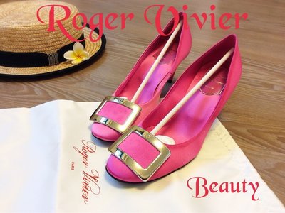 *Beauty*Roger Vivier芭比螢光粉紅緞面高跟鞋  36.5號 WE15 結婚鞋
