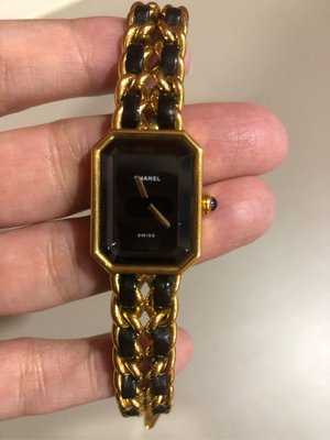 Chanel 香奈兒 首映錶 M號 金鏈 皮穿鍊鏈帶錶