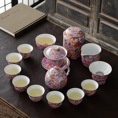 功夫茶具套裝全套家用高檔主人杯陶瓷茶杯蓋碗茶壺國潮活動禮盒裝