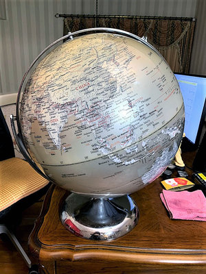 17吋-3D立體地球儀(大)-360度金屬雙軸地球儀，3D球面山脈隆起，高質感精緻地球儀，適合公司、書房、辦公室擺設!