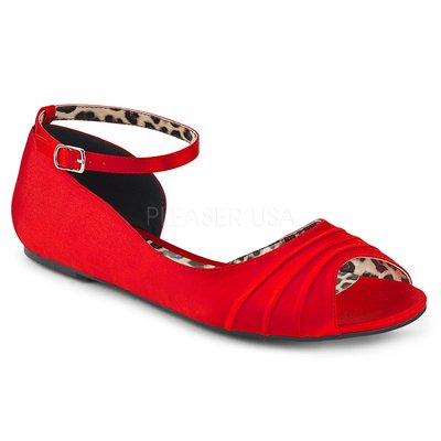 Shoes InStyle《一吋》美國品牌 PINK LABEL 原廠正品緞面平底娃娃魚口鞋有大尺碼 9-16碼『紅色』