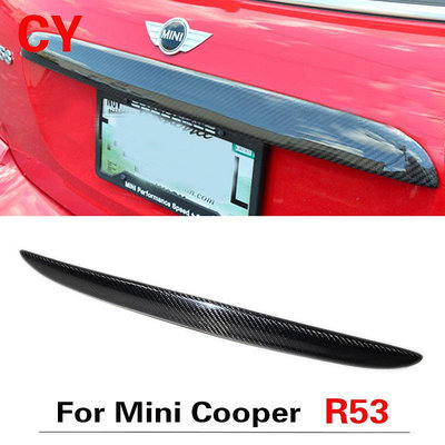 適用于Mini迷你Cooper S R50 R53改裝碳纖維后門尾翼尾蓋飾條擾流--請儀價