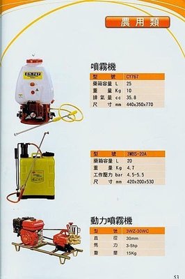 ㊣宇慶S舖㊣引擎噴霧機 背負式 3WBS-20A 20L 4.5-5.5BAR 台灣製 全新公司貨