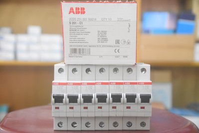 ABB 小型斷路器 S200系列 1P C曲線 6~40A，BA-S201-C、BAS201C 20kA
