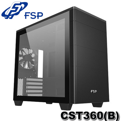 【MR3C】含稅附發票 FSP 全漢 CST360 M-ATX 強化玻璃透側 電腦機殼 黑色