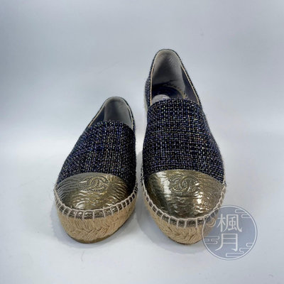 CHANEL 香奈兒 G30898 黑色金蔥鉛筆鞋 #39 精品休閒鞋 精品 配件 精品配件 精品鞋 女鞋